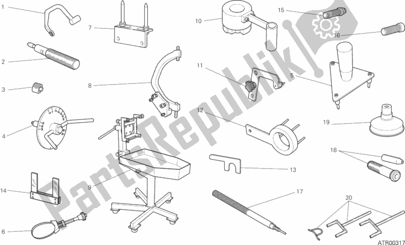 Tutte le parti per il 001 - Attrezzi Di Servizio Da Officina, Motore del Ducati Monster 1200 S USA 2017